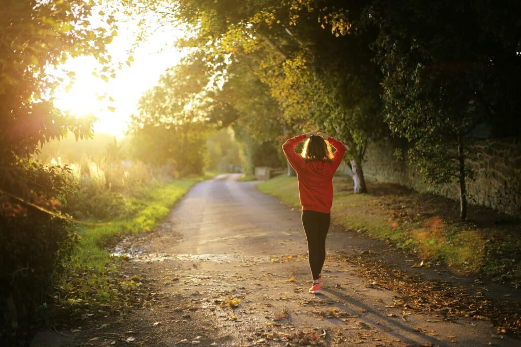 Woman walking after running